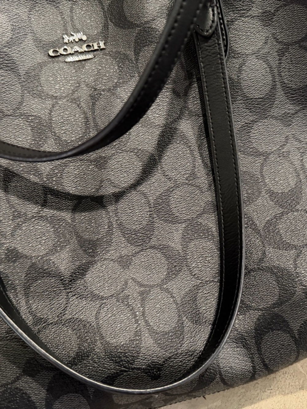 Coach Signature Tote in Charcoal and Black - Picture 4 of 13